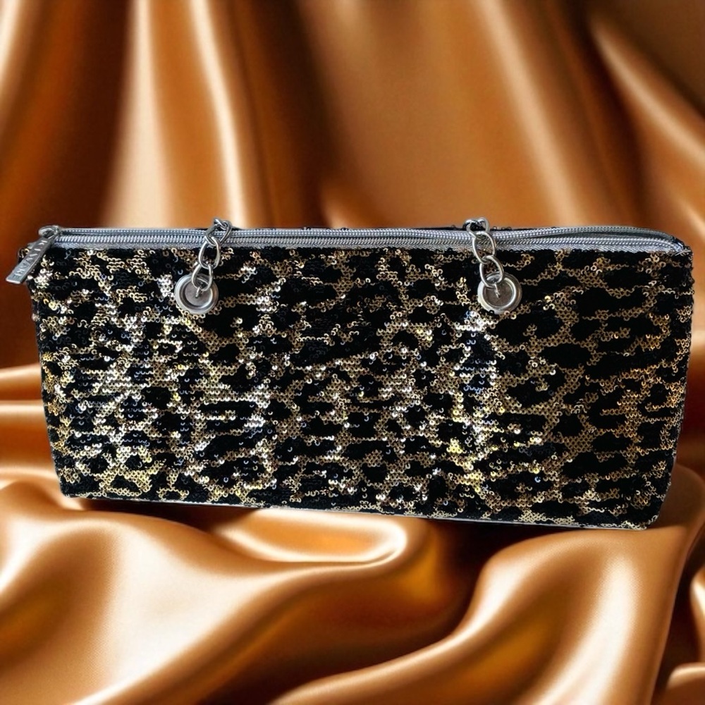 Iceware Insulated Wine or lunch Elegant Black and Gold  Sequin Purse Bag